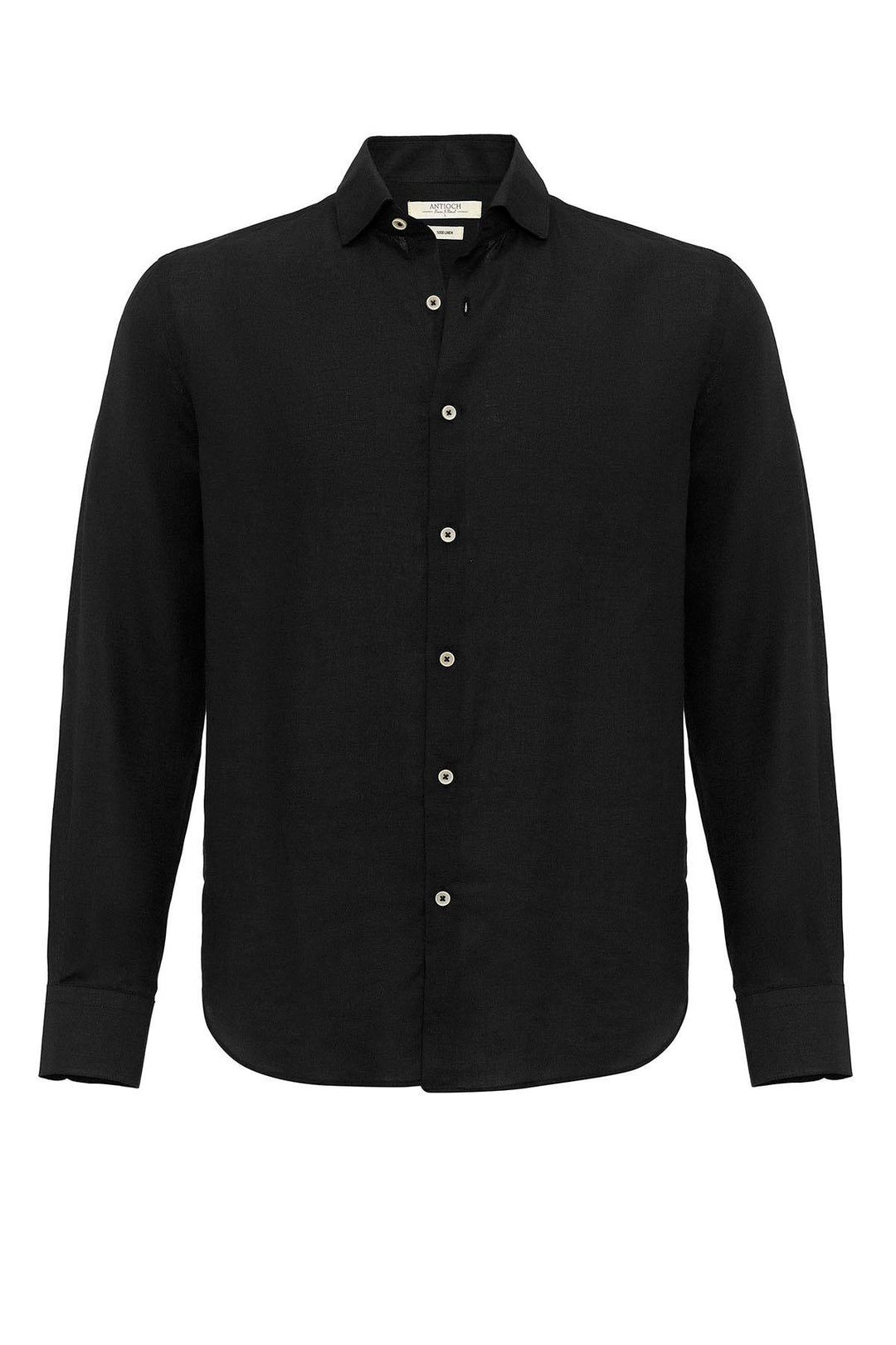 Chemise Homme Noir Col Boutonné 100% Lin - Wessi