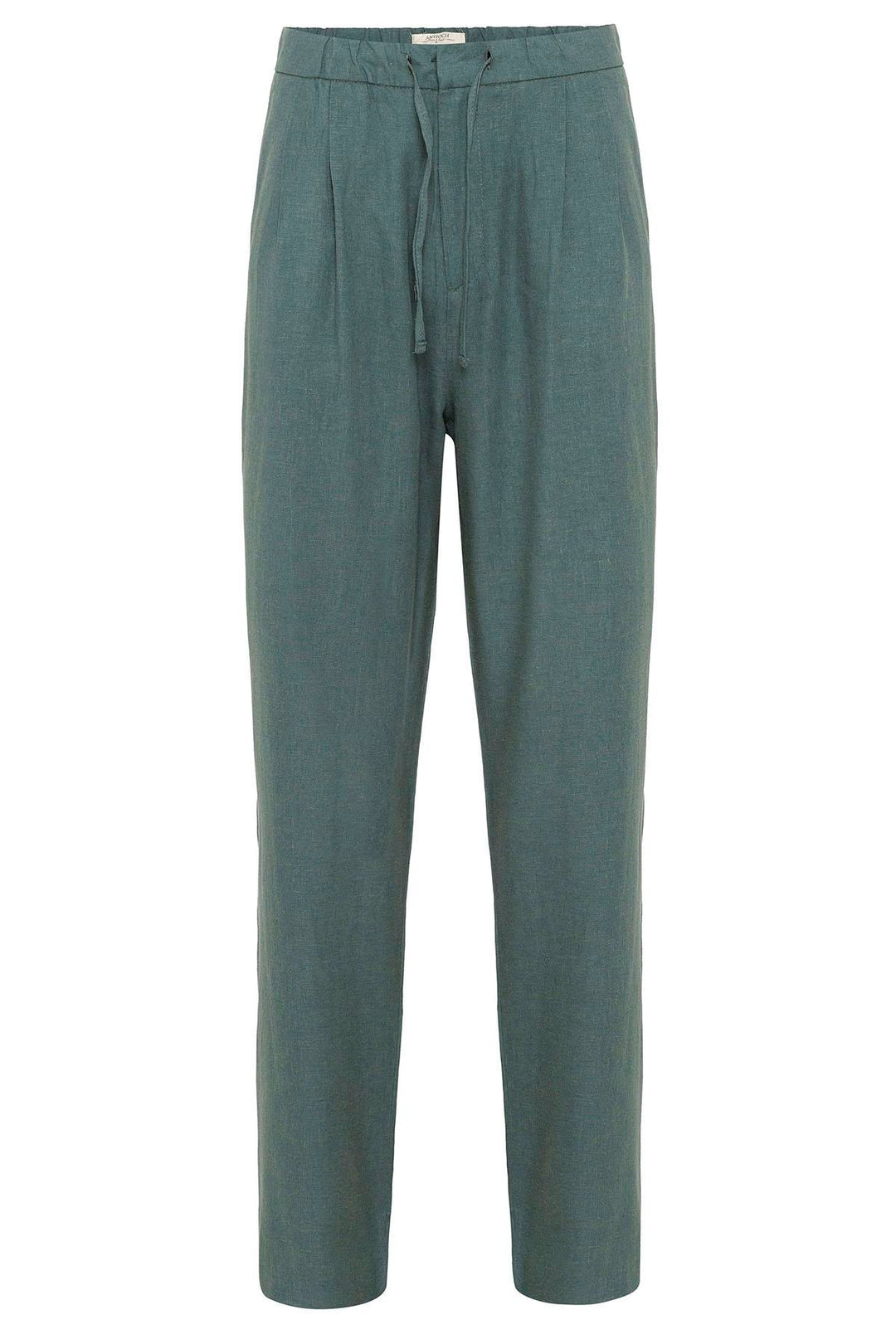 Men's Green Belted Linen Blend Pants - Wessi