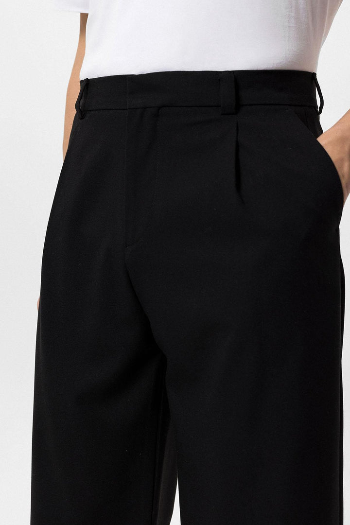 Pantalón Baggy Negro De Talle Alto Para Hombre - Wessi