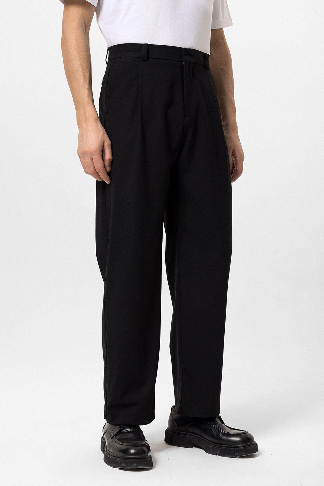 Pantalón Baggy Negro De Talle Alto Para Hombre - Wessi