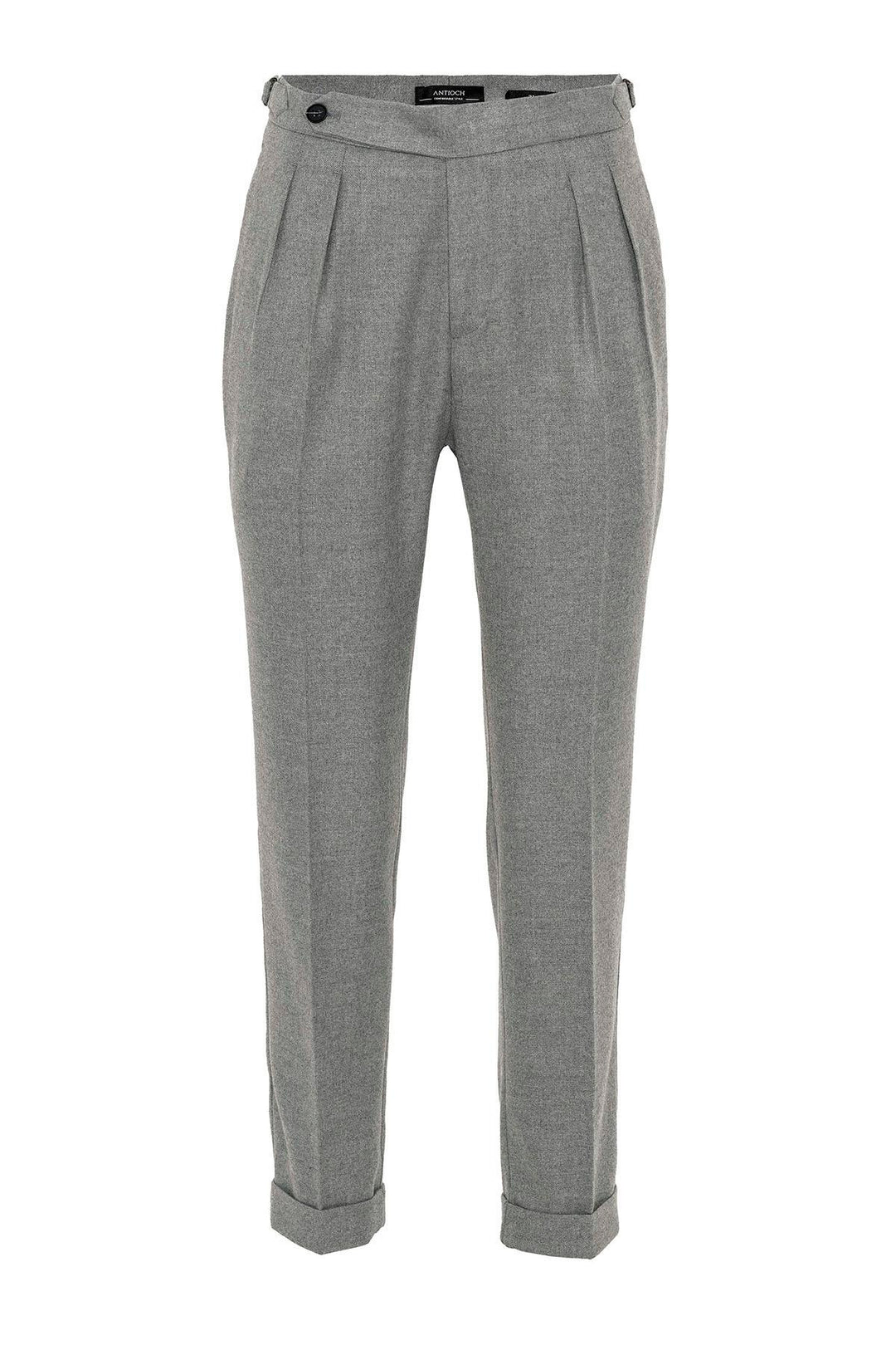 Pantalon Homme Gris Taille Haute Double Plissé - Wessi