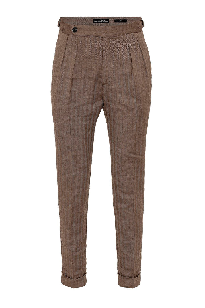 Pantalon Homme Camel Taille Haute Double Plissé - Wessi