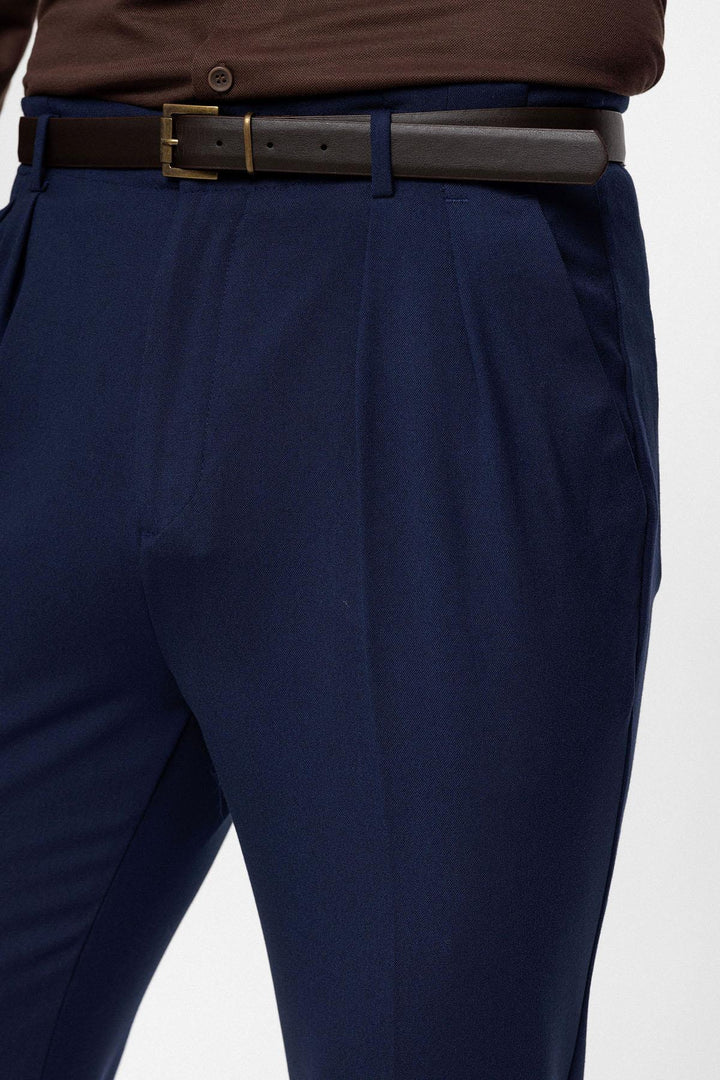 Pantalón de hombre con cinturón y cintura alta azul marino claro - Wessi