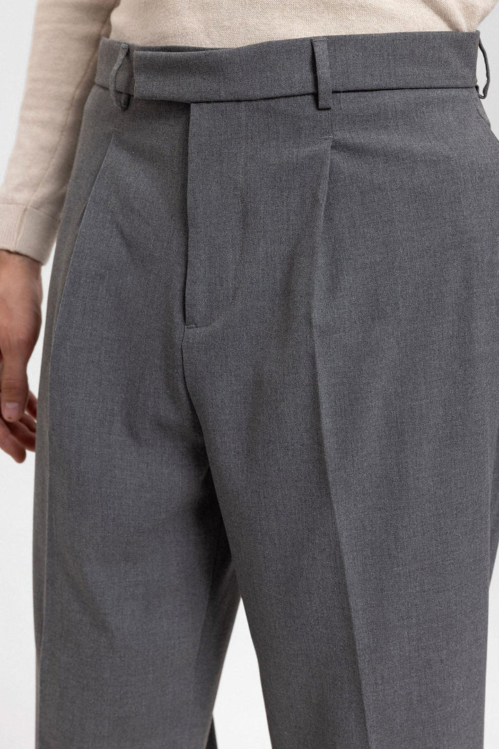 Pantalon Gris Taille Haute Zippé Homme - Wessi