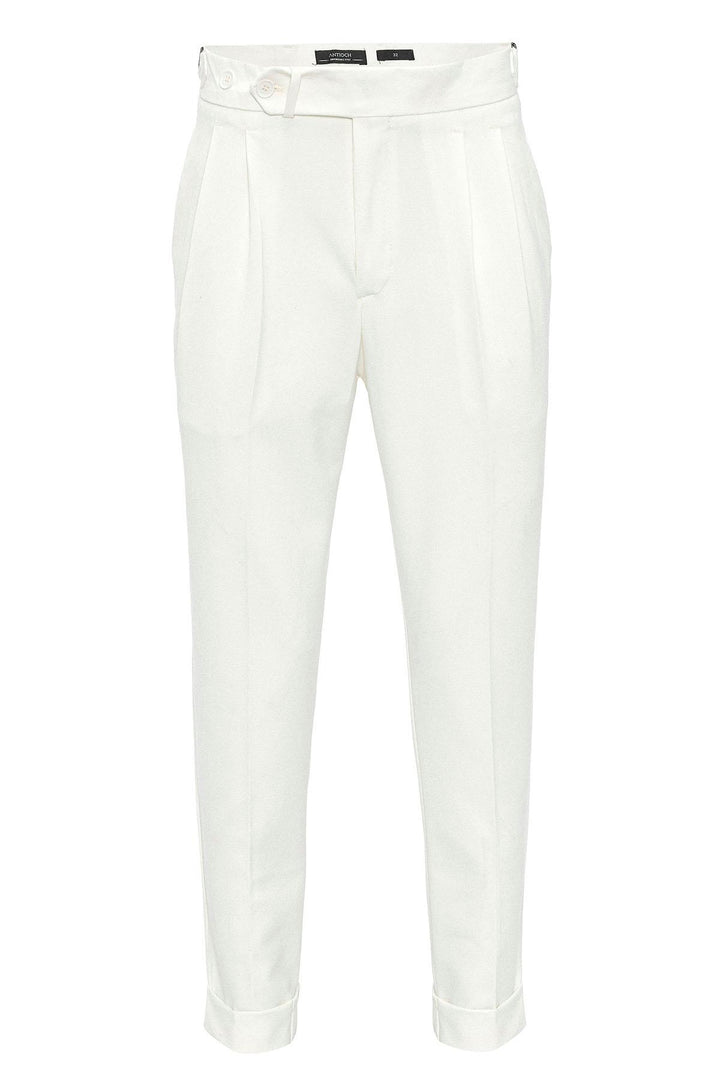 Pantalón Carrot Fit Plisado De Talle Alto Crudo Para Hombre - Wessi