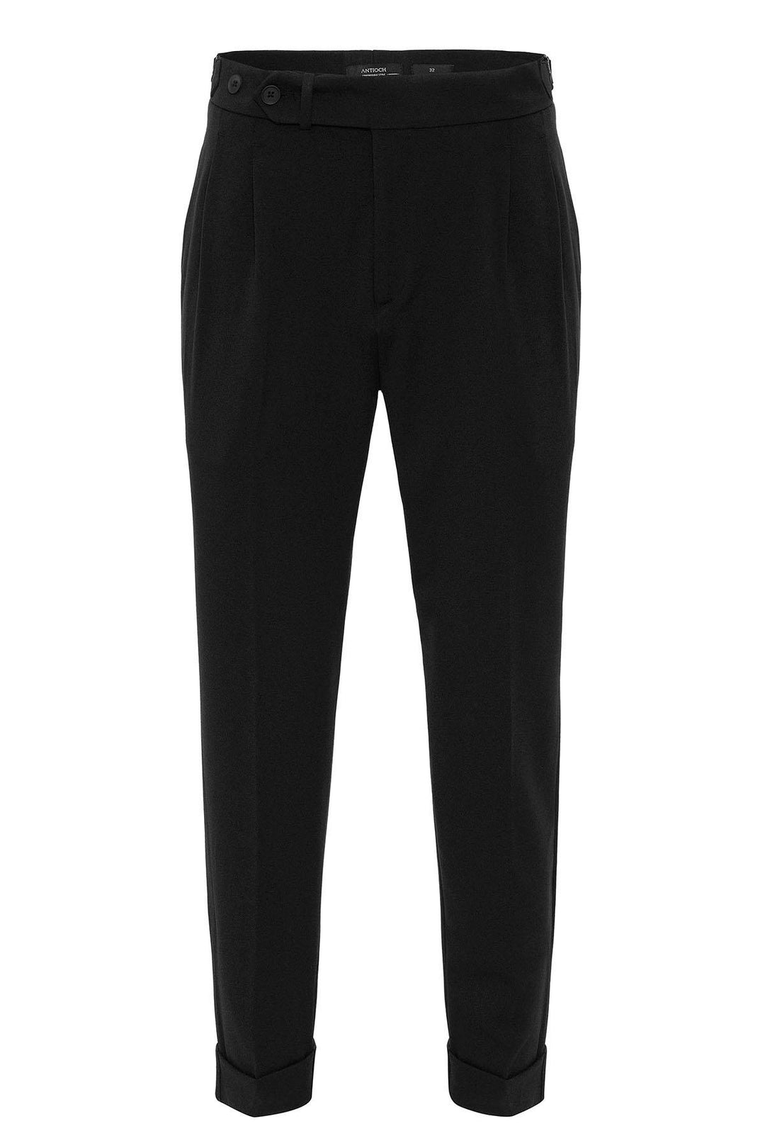 Men's Black High Waist Pleated Carrot Fit  Trousers - Wessi