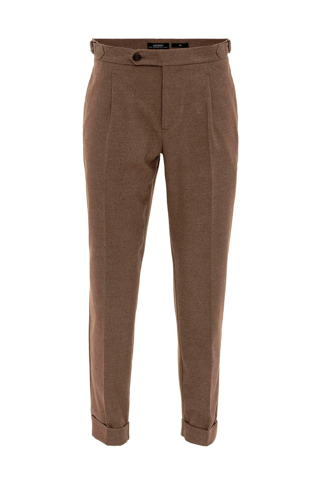 Pantalon Plissé Taille Haute Marron Homme - Wessi