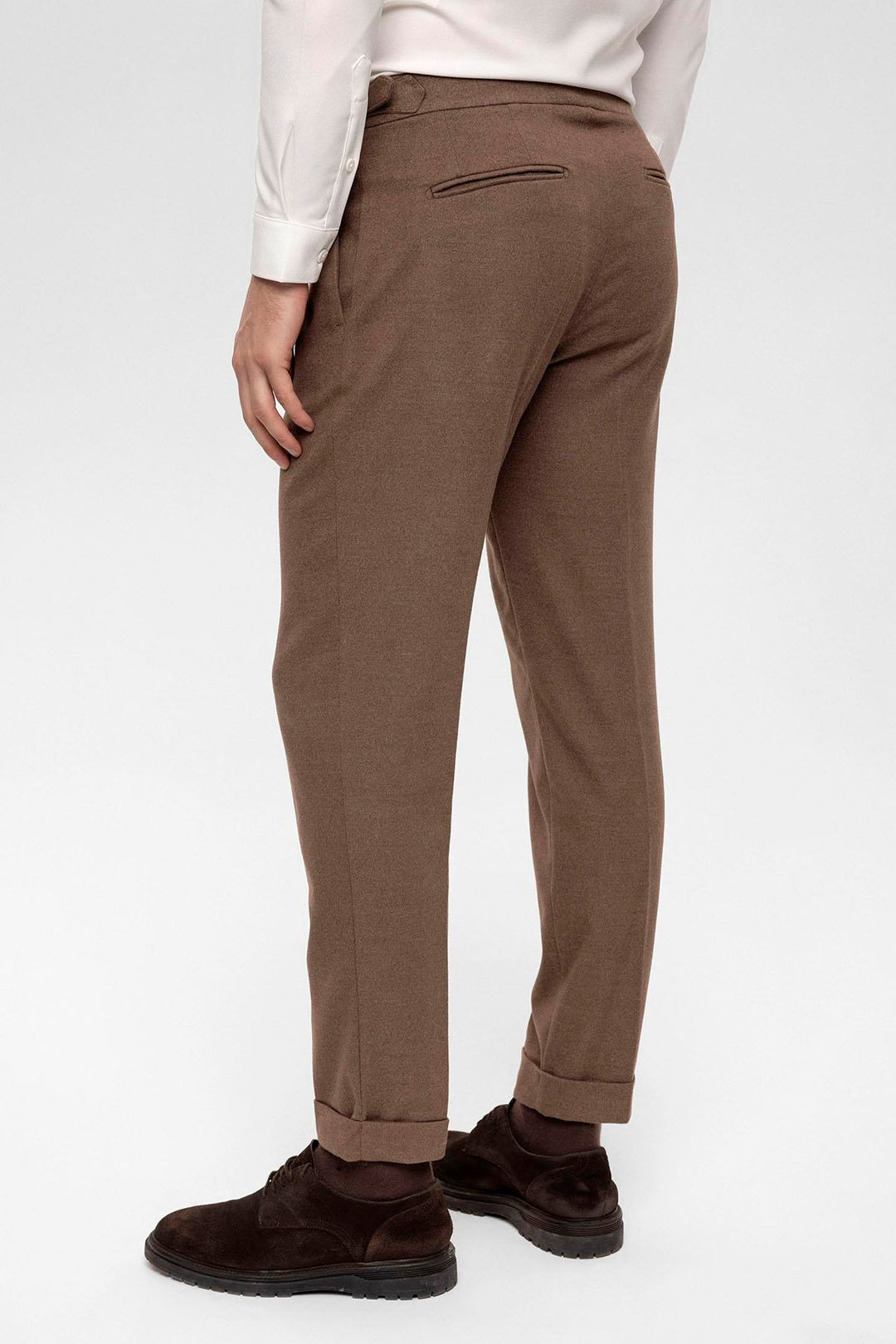 Pantalon Plissé Taille Haute Marron Homme - Wessi