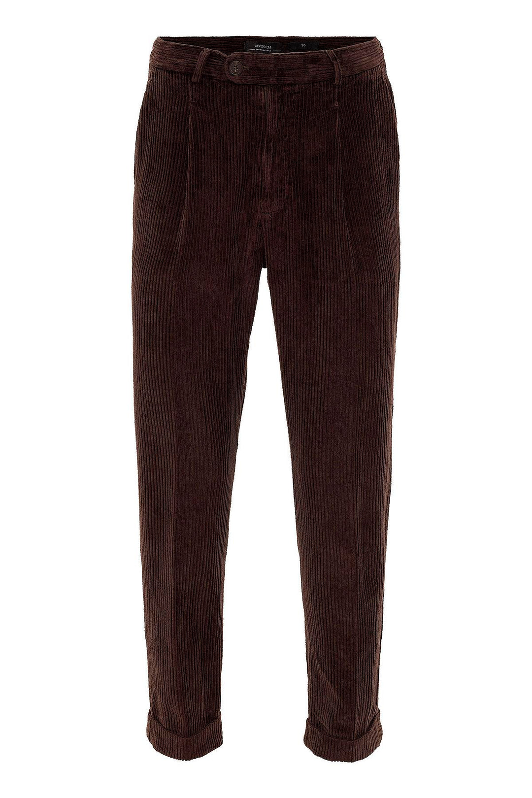 Pantalon Homme Marron Foncé Taille Haute Plissé en Velours - Wessi