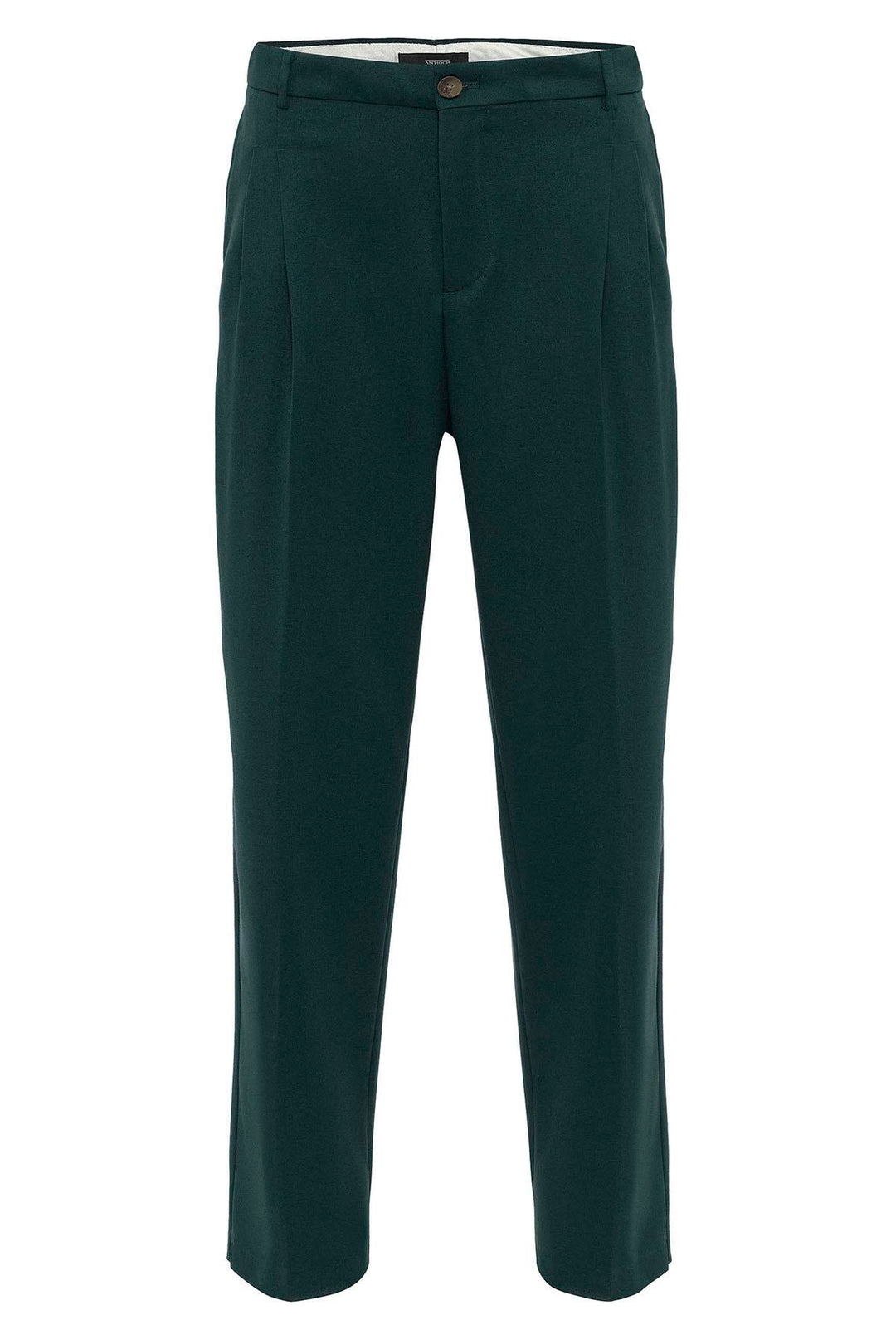 Pantalón de corte cómodo y plisado de cintura alta esmeralda para hombre - Wessi