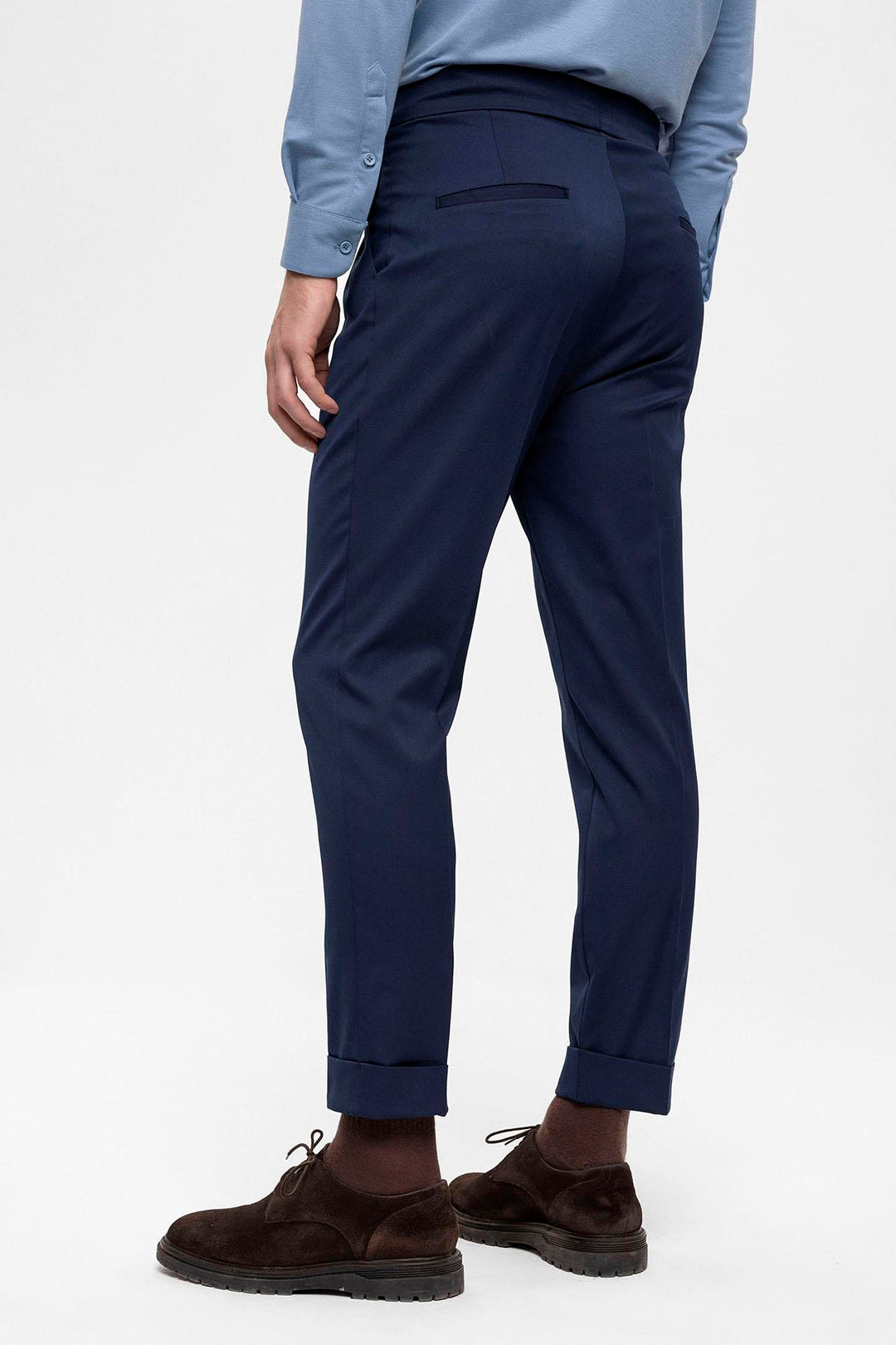 Pantalon Homme Bleu Marine Taille Haute Détail Boucle - Wessi