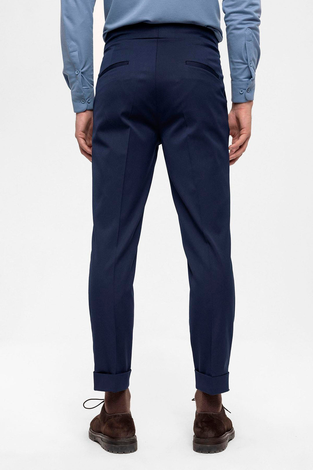 Pantalon Homme Bleu Marine Taille Haute Détail Boucle - Wessi