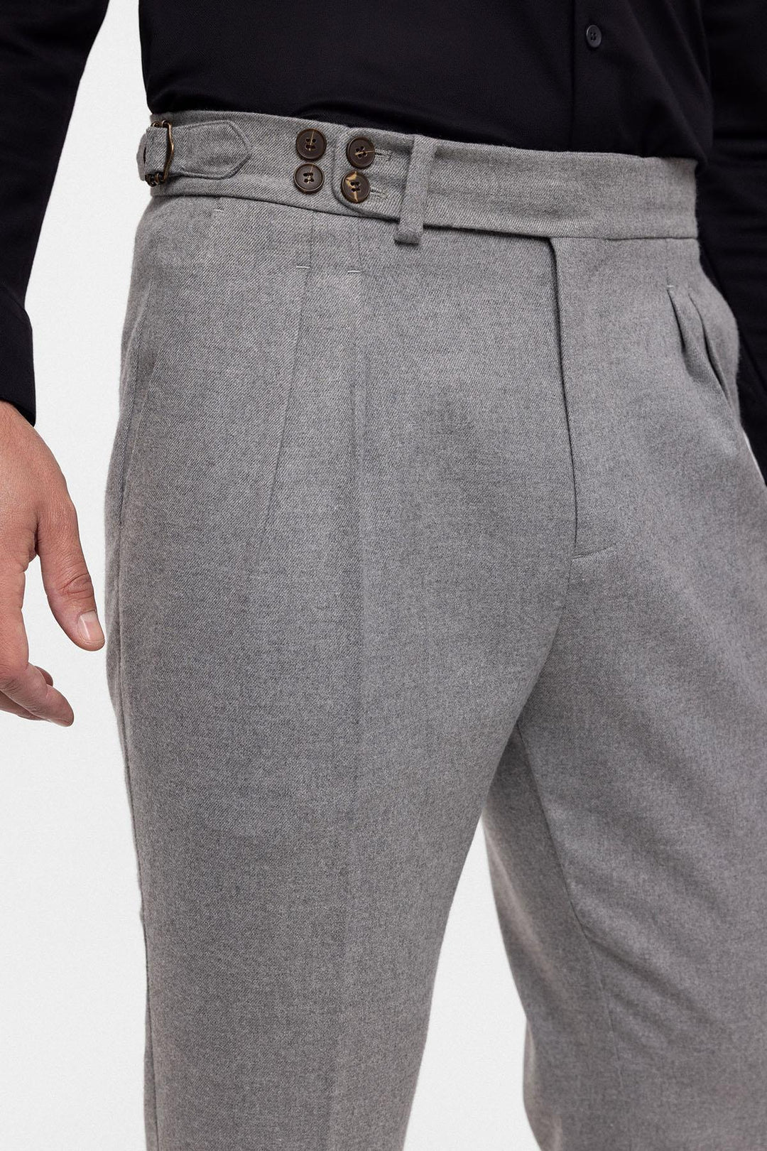 Pantalon plissé taille haute aspect laine gris pour homme - Wessi