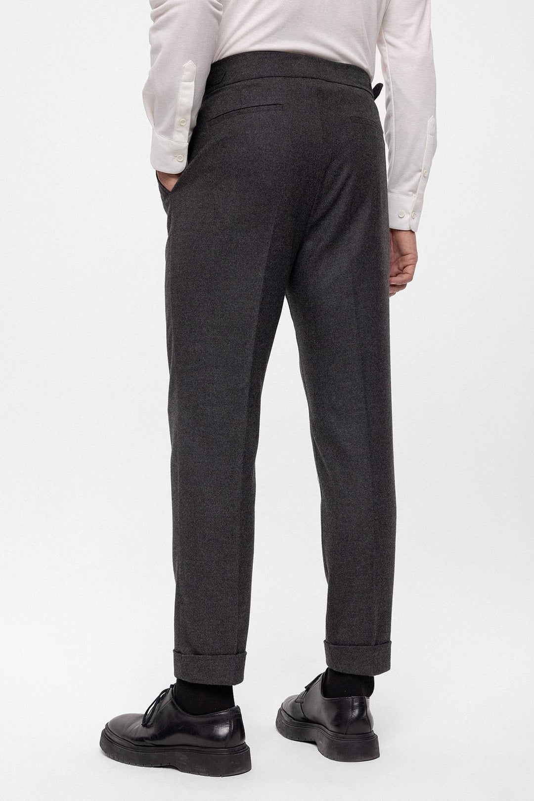 Pantalon plissé taille haute aspect laine anthracite pour homme - Wessi