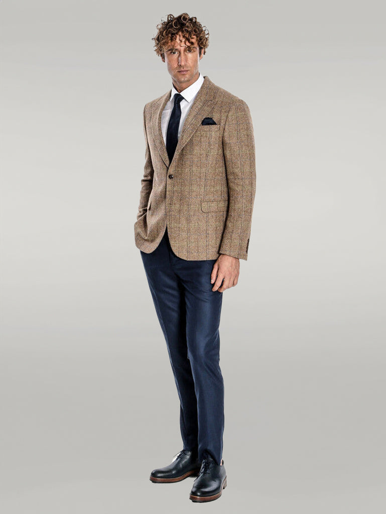 Blazer Hombre Herringbone Slim Fit Lana Marrón - Wessi