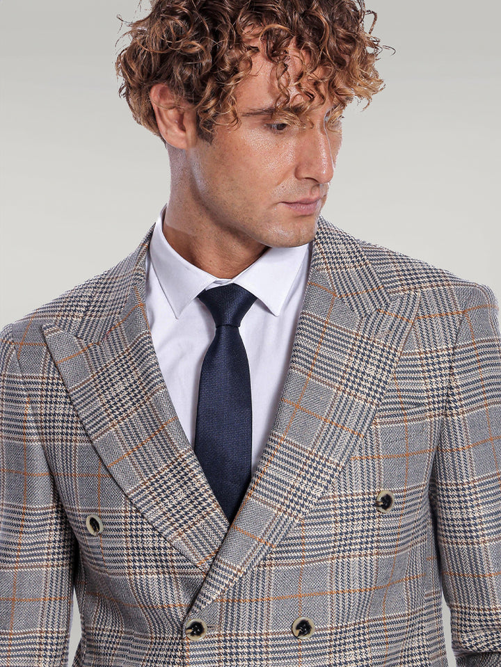 Blazer Hombre Cruzado Cuadros Antracita - Wessi