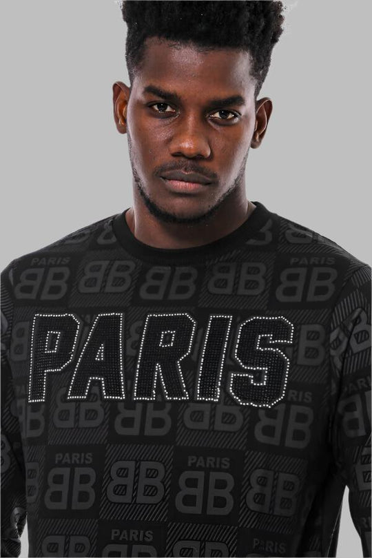 Sweat Slim Fit Imprimé Noir - Wessi