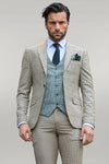 Traje hombre beige cuadros estampado slim fit - Wessi