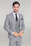 Traje de hombre gris estampado cuadros slim fit - Wessi