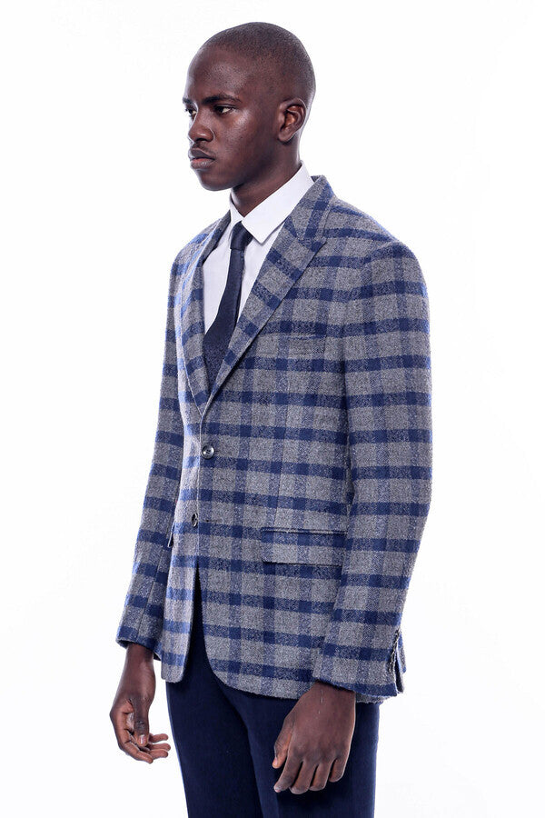 Checkered shirt hot sale with blazer