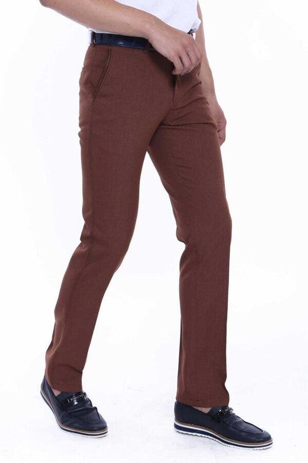 Pantalones Hombre Dot Pockets Slim Fit Algodón Tan - Wessi