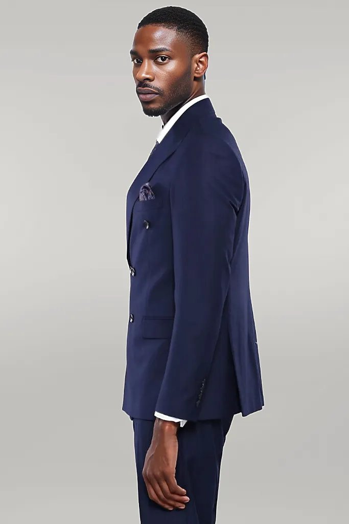 Dark navy double hot sale breasted suit