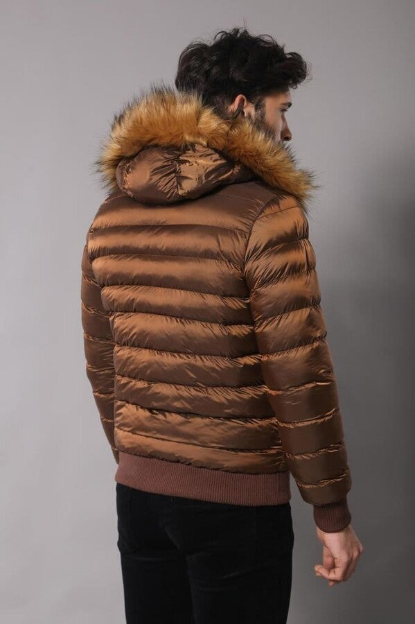 Tan coat with hot sale fur hood