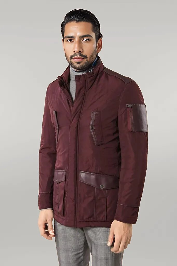 Burgundy quilted store jacket mens