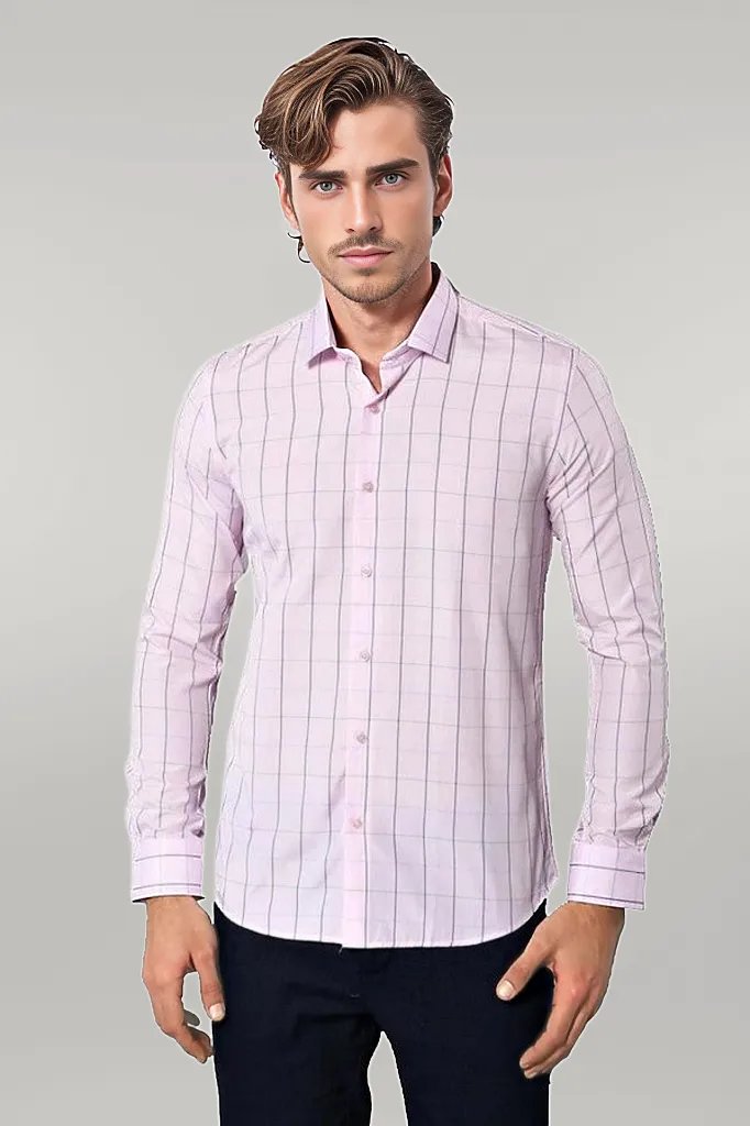 Pink check best sale shirt mens