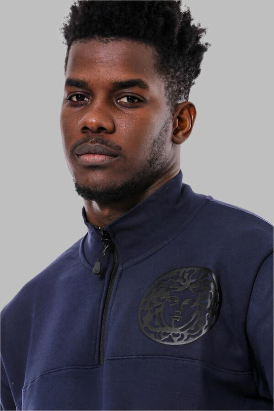 Толстовка узкого кроя с воротником-стойкой темно-синего цвета - Wessi