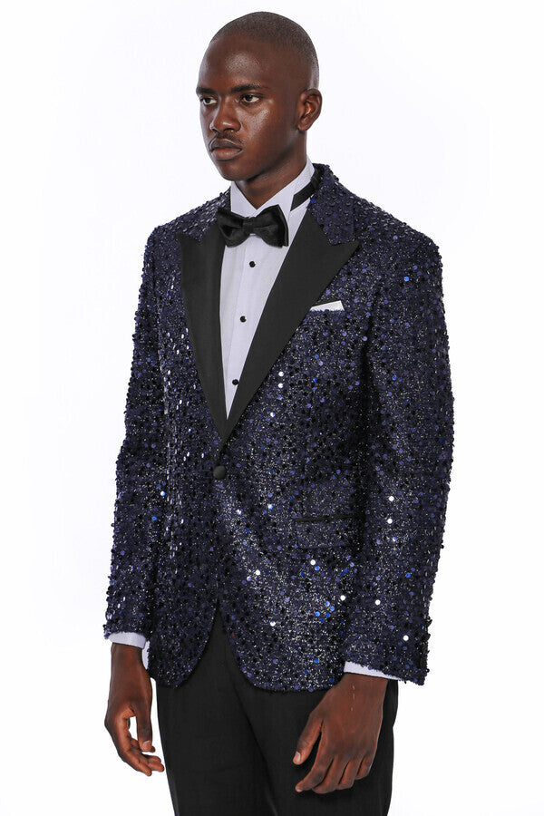 Navy blue shop sequin jacket