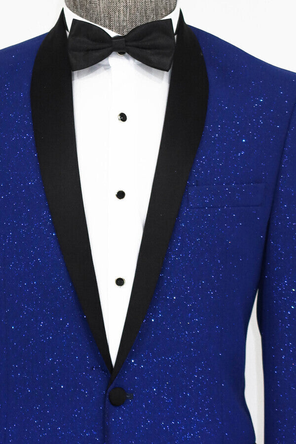 Shawl Lapel Navy Blue Men Prom Blazer Wessi 50 Blue