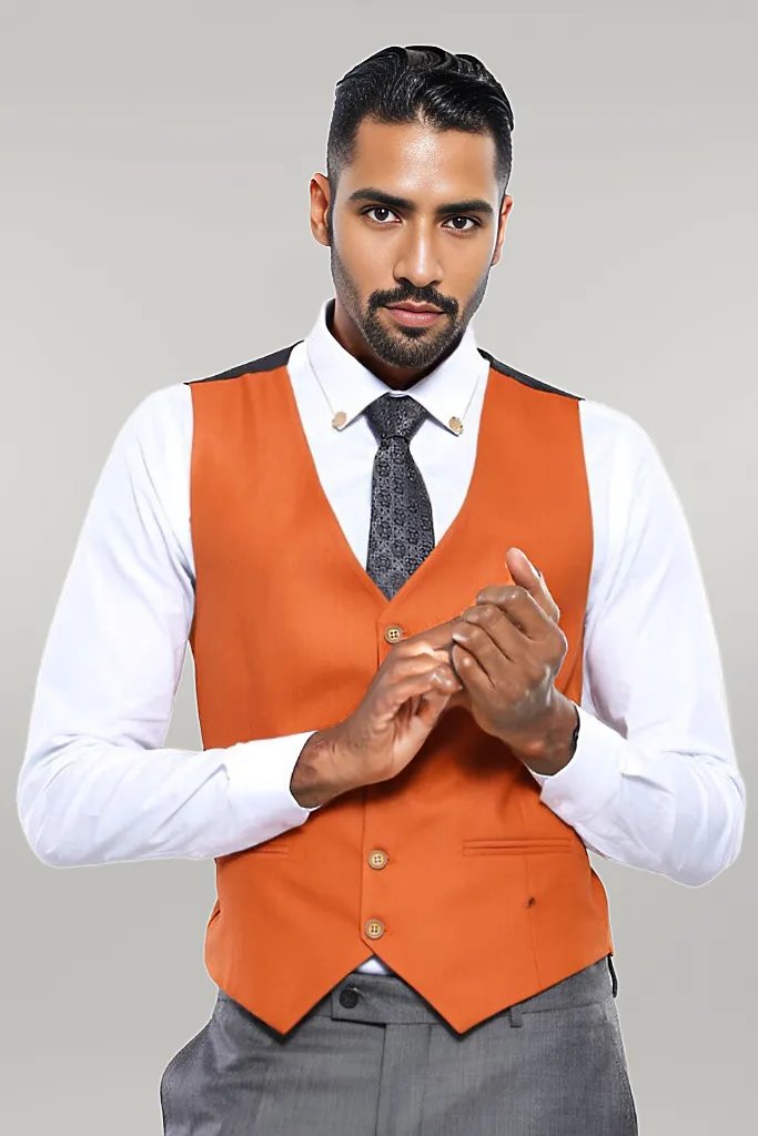 Orange clearance waistcoat mens