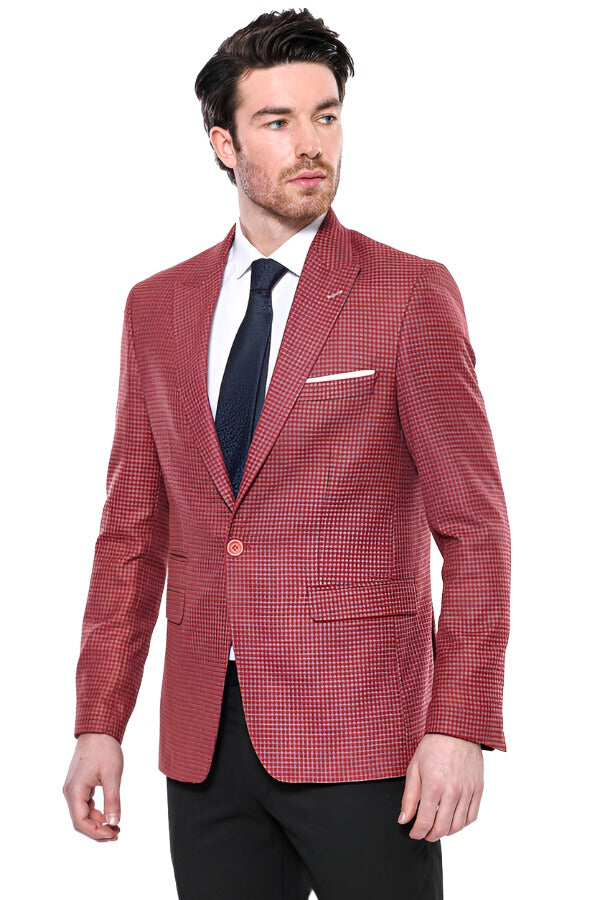 Red plaid best sale blazer mens