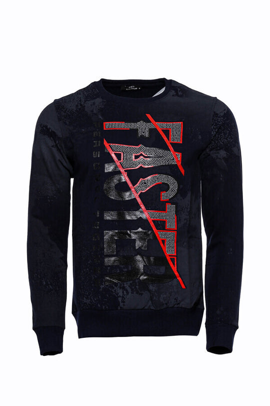 Felpa da uomo blu navy slim fit fantasia - Wessi