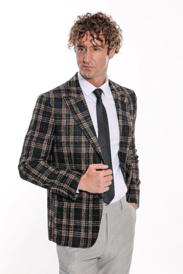 Black and white check blazer outlet mens