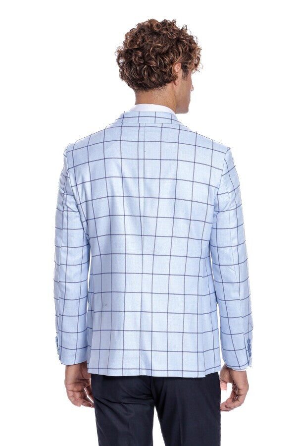 Mens light 2025 blue plaid blazer