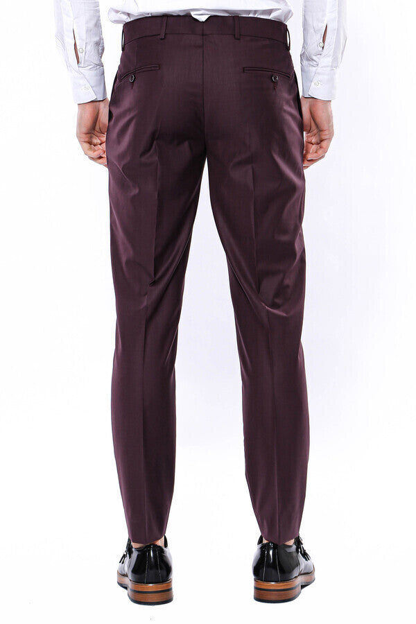 Bryan Michaels Burgundy Velvet Tuxedo Dress Pants For Men - Franky Fashion