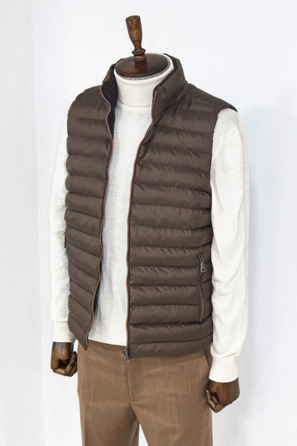 Reversible Puffer Brown Men Down Vest Wessi