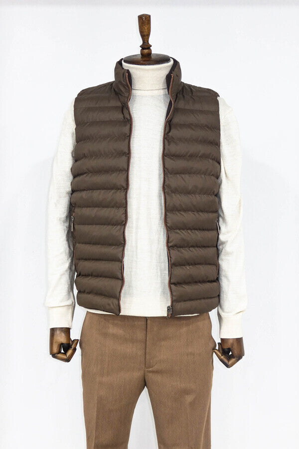 Reversible Puffer Brown Men Down Vest Wessi