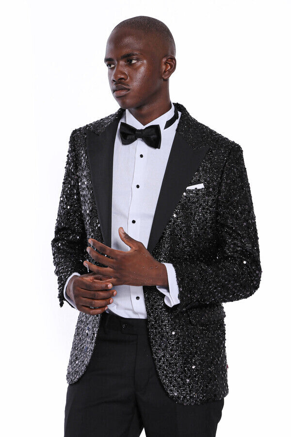 Beige/Silver Floral Vine Print Tuxedo Jacket | Jack Michael Menswear