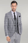 Traje de cuadros gris ajustado para hombre - Wessi