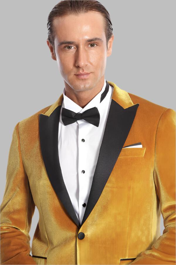 Gold velvet hot sale blazer mens