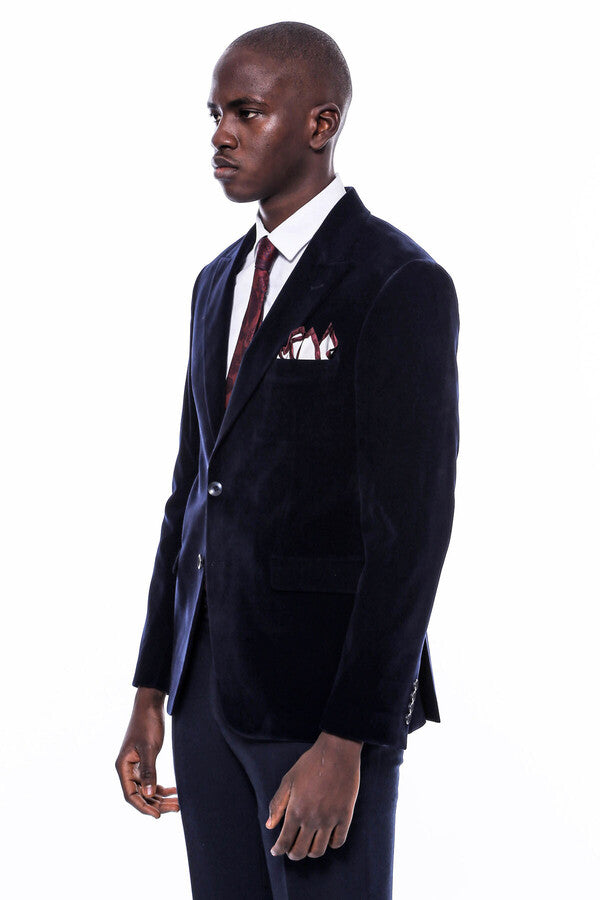 Velvet blazer mens hot sale navy blue